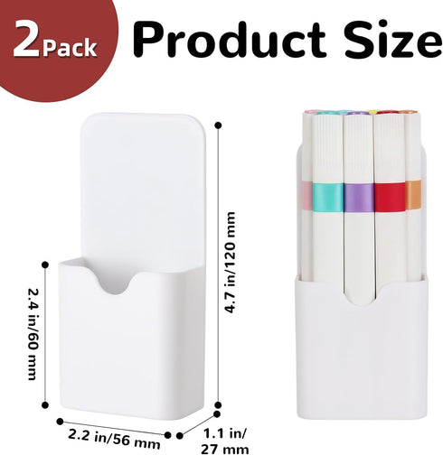EMUTOL 2 Pcs Magnetic Pen Holders, Plastic Magnetic Dry Erase Marker Holder, Magnet Pen Pencil Marker Storage Organizer