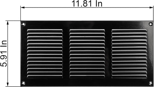 Vent Systems 12'' x 6'' Inch Black Air Vent Cover, Metal Air Return Grill with Built-in Pest Guard Screen
