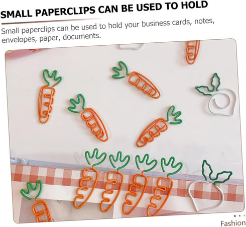 STOBOK 9pcs Carrot Paperclip, Fun Cartoon Paper Clips, Decorative Small Binder Clips, Mini Paper Fruit Decor