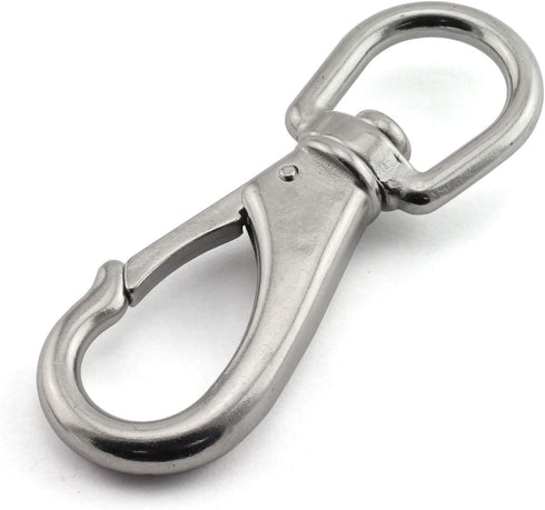 1-Pack M7 Swivel Eye Snap Hook 304 Stainless Steel Multi-Use Spring Snap Hook for Boat Marine Pet Chains