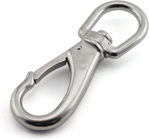 1-Pack M7 Swivel Eye Snap Hook 304 Stainless Steel Multi-Use Spring Snap Hook for Boat Marine Pet Chains