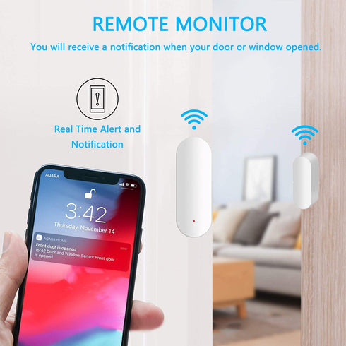 WiFi Door Sensor, Smart Window Contact Sensor for Home Security, Compatible with Alexa and Google Assistant, 1 Pack