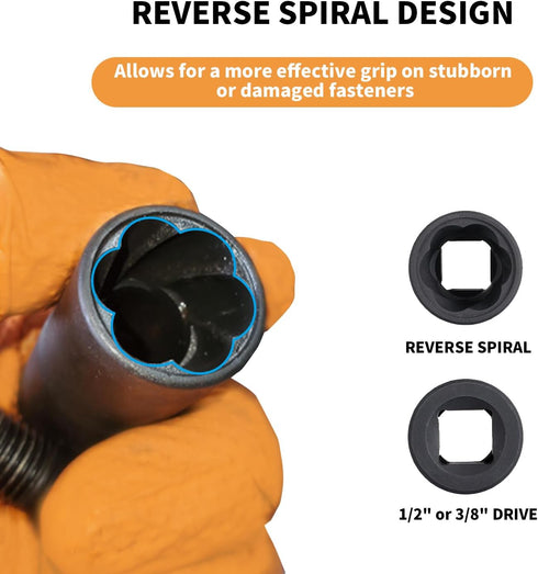 VEHIRETL 22pcs Set 8-27mm 1/2" 3/8" Frozen Set Bolt Nut Extractor Metric Impact Lug Removal Tool and Drive Wheel Lock