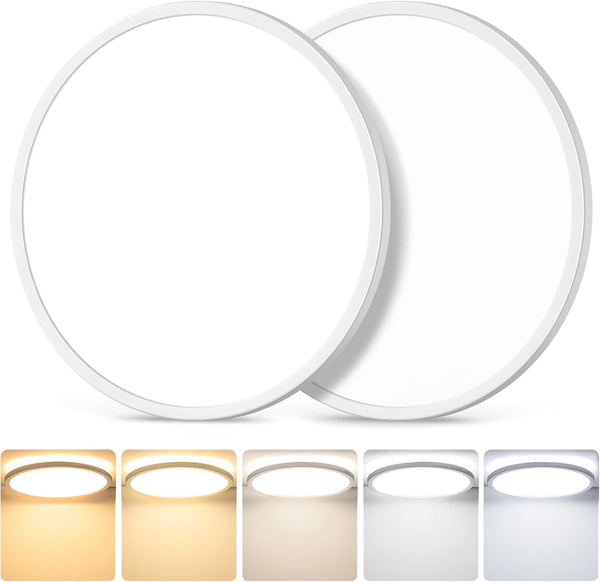 12 Inch 3200LM Dimmable LED Flush Mount Ceiling Lights, 2-Pack 24W Ceiling