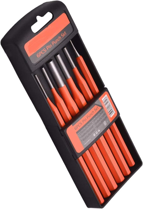 Edward Tools 6 Piece Pin Punch Set - Heavy Duty Chrome Steel for Gunsmith, Mechanic, Metal Stamping