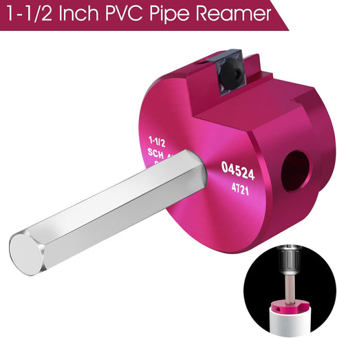 PVC Fitting Saver 1- -Inch Head, PVC Pipe Reamer with 3/8-Inch Hex Shaft for Plumbing Sch.40 PVC CPVC ABS Fitting