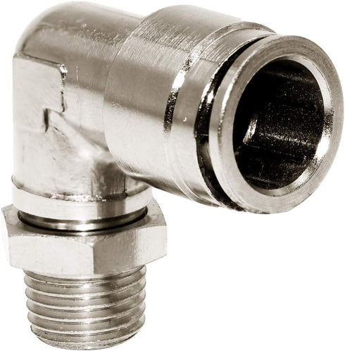 Beduan Brass BPL Push to Connect Air Fittings, Elbow 3/8" Tube OD x 1/2" NPT Male 90° Degree Adapter, Pack of 5