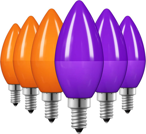 EDISHINE Christmas C35 Purple & Orange Dimmable LED Light Bulb, E12 Candelabra