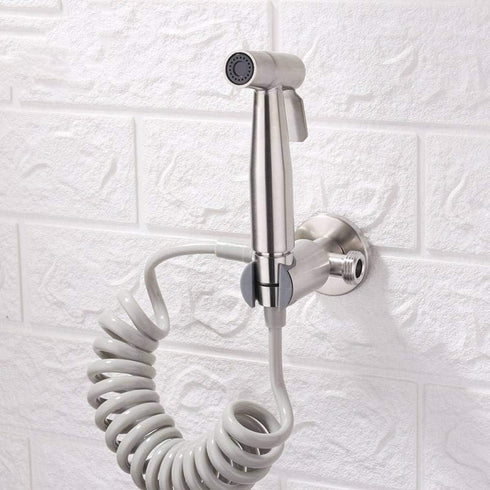 IIUUAYUVI for Simple Silver Press Spray Support Shower Unique Spring Hose,Premium Stainless Steel