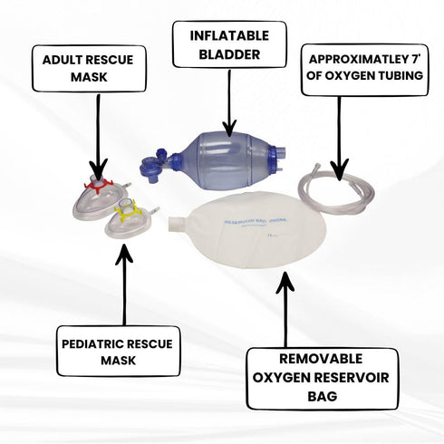 BVM-3081-001 MCR Medical CPR Training Bag Valve Mask (BVM) ADULT/CHILD in Mesh Bag