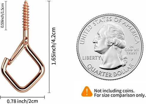 1.65 Inch, 30 Screw Hooks Small Metal Ceiling Hooks for Outdoor String Lights, Wind Chimes, Lanterns, and Hanging