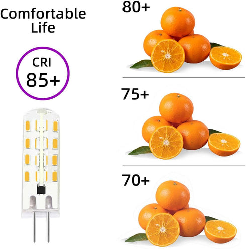 G4 LED Light Bulb 2W Equivalent to 20W, Warm White 3000K, 200lm Bi-pin Base, 120V, Pack of 10