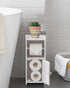 AOJEZOR Toilet Paper Holder Stand: Free Standing PVC Bathroom Cabinet - Small Bathroom Storage for Apartment Dwellers