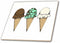3dRose Image of Three Ice Cream Cones Chocolate Vanilla and Mint 12