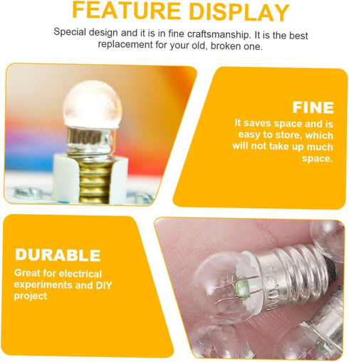 WHAMVOX 50Pcs Bulbs Bulbs Electrical Experiment Light Screw Base School Supplies for Science Kits Light for Classroom