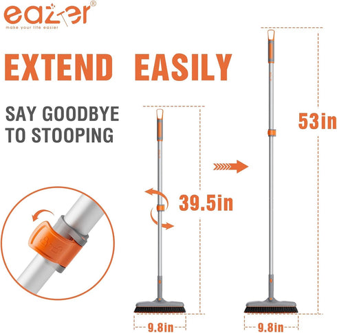 180Rotation 53in Eazer Grout Brush with Long Handle, Tile Grout Cleaning Brush, V-Shape Shower Scrubber Cleaner, Stiff