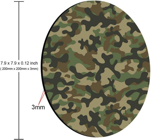 Texture Military Camouflage Mousepad, Customized Round Non-Slip Rubber, Army Green Gaming Mouse Pad