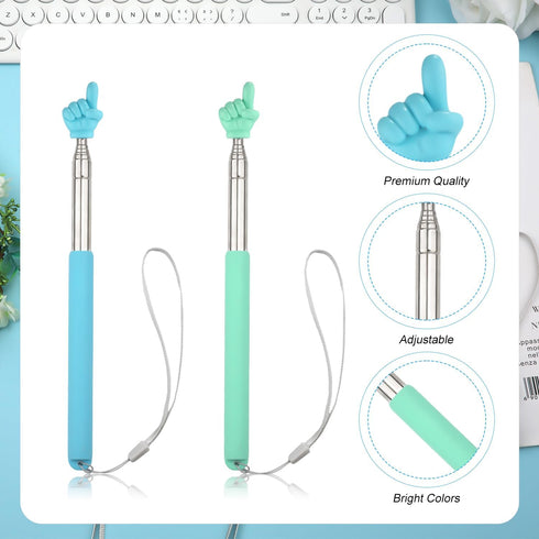 XIHIRCD 2pcs Telescopic Teachers Pointer, Pointer Sticks with Lanyard, Extendable Hand Pointer Finger Pointing Sticks