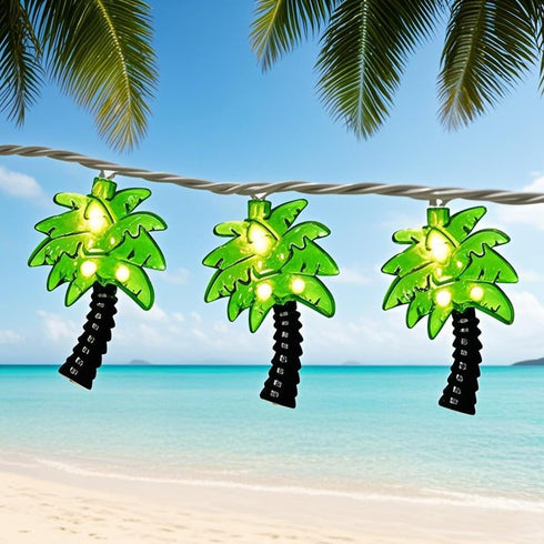 brianvikey Summer 10 Palm Tree String Lights Outdoor, Beach Themed Decoratives String Lights with Palm Tree Patio