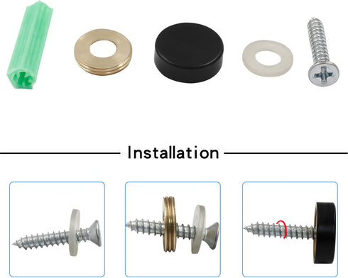 20 PCS Matte Black Screw Covers Caps, Solid Brass Decorative Mirror Screws Fasteners, with Box, 3/5" Diameter
