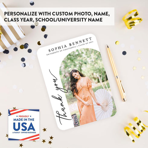 5x7-Inch 2023 Andaz Press Personalized Photo Graduation Thank You Cards with Envelopes, Class of Thank You Postcards