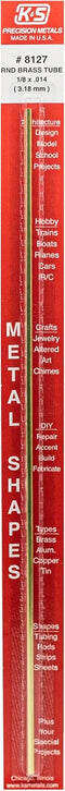 K&S 8127 Round Brass Tube, 1/8" OD x 0.014" Wall, 12" Long, 1 Tube