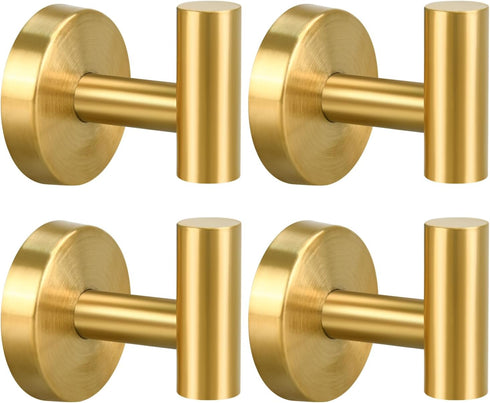 4 Pack Towel Hooks, Wall Mounted Bathroom Coat Hook, SUS304 Stainless Steel Hooks for Bedroom Kitchen Office