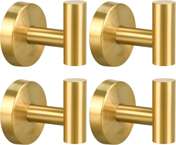 4 Pack Towel Hooks, Wall Mounted Bathroom Coat Hook, SUS304 Stainless Steel Hooks for Bedroom Kitchen Office