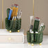Dark Green 360° Rotating Pen Pencil Holder, Cute Desk Organizer with 6 Compartments, Green Office Supplies
