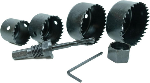 5 Piece Carbon Hole Saw Set, 57005 Carbon Alloy Steel, Cut Wood,