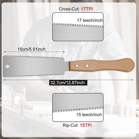 6 Inch Hand Saw, Japanese Pull Saw Double-sided Fine Teeth Wood Saw for Hardwood & Softwood Woodworking Trim