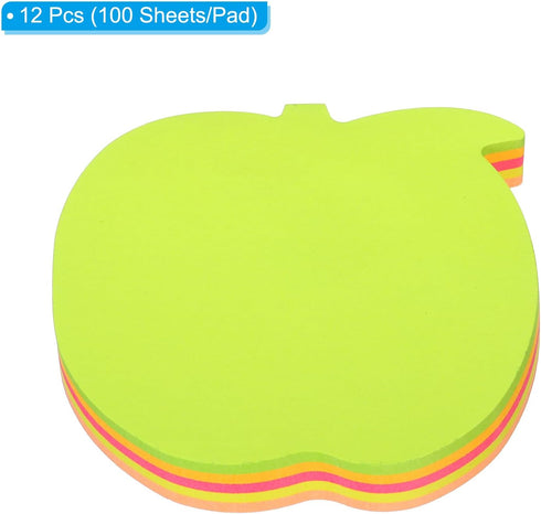 PATIKIL 2.7 x 2.7 Inch Fruit Shape Sticky Notes, 12 Pads Cute Self-Stick Memo Pads, 100 Sheets/Pad, 5 Bright Colors for