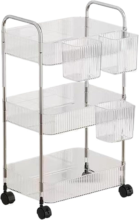 Generic Rolling Cart - Acrylic Snack Trolley, Multi Layer Organizer for Kitchen Storage, Lockable Wheels with Easy