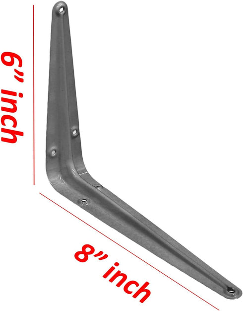 Wideskall 6" 8" inch Pack 12 Metal x Wall Corner Angle Shelving Shelf Brackets, Grey