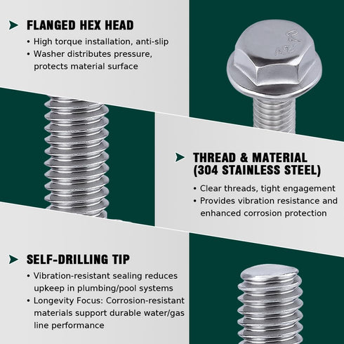 M5-0.8 x 25mm Hex Flange Bolt, DIN6921, 30-Pack, 304 Stainless Steel, Serrated Locking Flange, 1" Thread Length