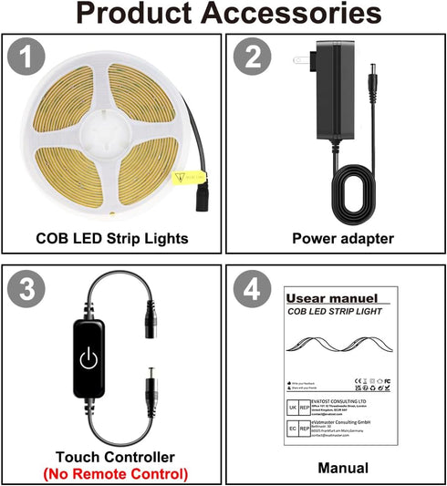 3M/9.84ft,Touch Dimmable Strips,CRI90+,2700K led,960LEDs,24V Pandery COB LED Strip,LED Strip Lights LED Warm White cob