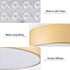 Dimmable 5CCT 2700K-6000K YURNYQ Gold LED Flush Mount Ceiling Lights, Modern Close to Ceiling Light, Simple Round