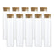PATIKIL 60ml Test Tubes, 10pcs Glass Clear Flat Bottom Containers with Cork Stopper for Storage