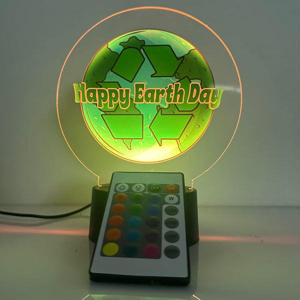 MIRROR MANIA Happy Earth Day Globe LED Night Light Table Lamp Featuring