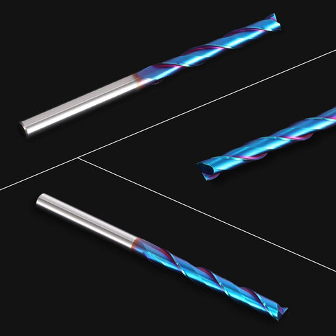1/4 Inch HQMaster Extra Long Spiral Router Bit Upcut Shank Solid Carbide CNC Router Bit with Nano Blue Coating CNC Bits