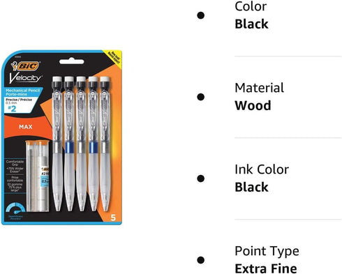 BIC Velocity Max Pencil, HB2, No. 2, 0.5 mm