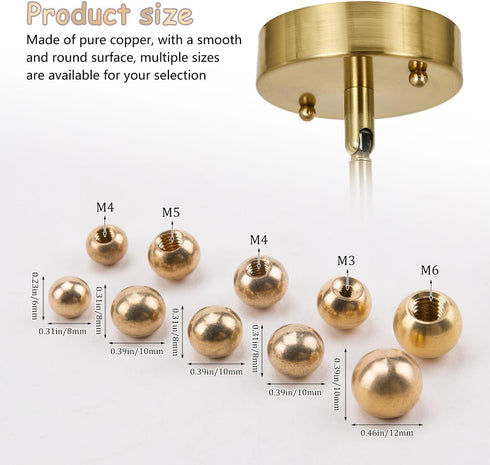 ZORZA 30Pcs Set M3/M4/M5/M6 Elegant Brass Thread Cap Nuts Knob for Lighting Gold Decorative Furniture Lamp Shade Nut