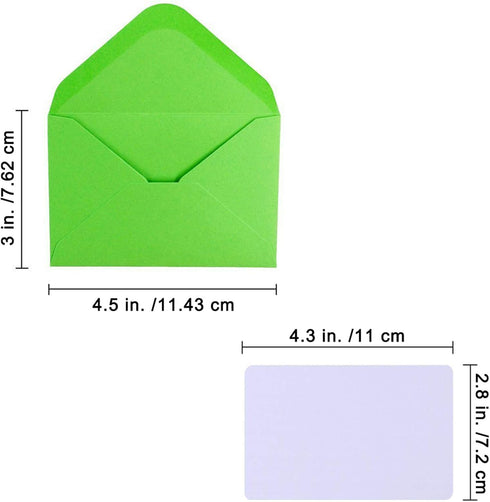 Supla 140 Sets Colorful Mini Envelopes with White Blank Business Cards Note Cards 14 Colors Small Gift Card Tiny Envelopes Pocket Envelopes Bulk 4.5" x 3" Love Notes by Supla