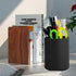 PU Leather Pen Pencil Holder Cup, Desk Organizer Stand for Brushes, Scissors, Office Home School (Black, 3.3" x 3.3" x