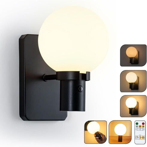 Rechargeable Battery Operated Wall Light with Remote Control, Dimmable Wall Mount Light