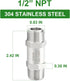 TAISHER 1PCS 304 Stainless Steel 1/2" NPT Male Check Valve,Backflow Prevention,One Way Non-Return Check Valves