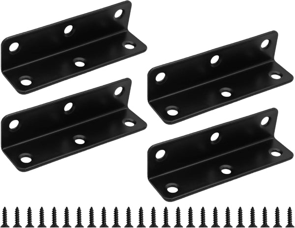 STFRBTH 4PCS 3 Inch L Brackets, Corner Brace for Shelf Support, Black Metal