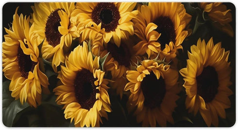 HFDSIFBUJ Sunflower Bouquet Yellow Flowers Large Desk Mat 30"x 16",Non-Slip Rubber Gaming Mouse