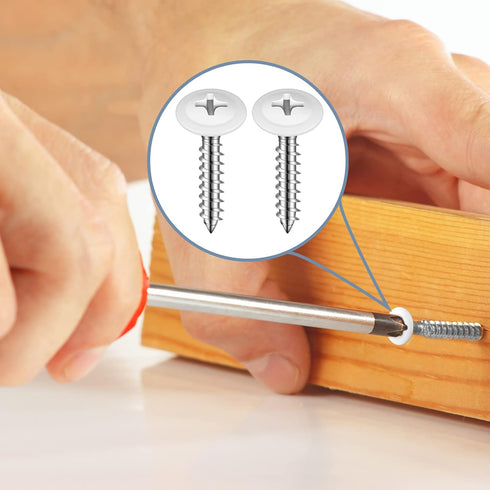 Peryiter 150 #8 1/2", 3/4", 5/8", 1", 1-1/2" Pcs Shutter Screws White Head Size White Pan Cabinet Screws for Wood, Wall