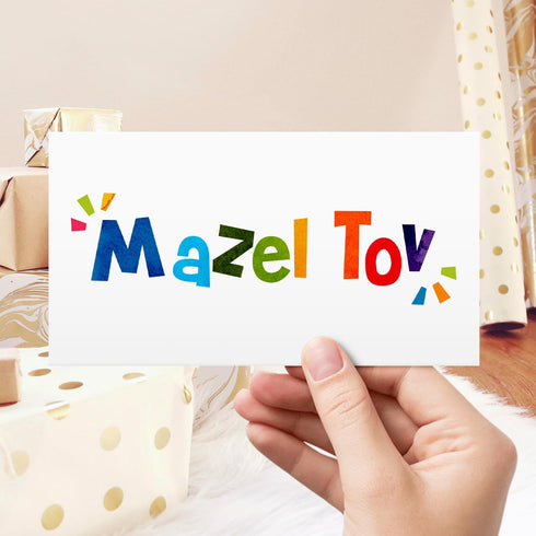 Mazel Tov Envelopes for Money, Check, Currency Holder | Jewish Greeting Envelopes for Cash, 3-5/8" x 6-1/2" | 25 Pack